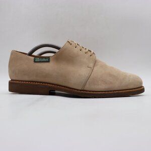 Paraboot Derby Tan Suede Leather Plain Toe Men's UK 10 Dress Shoes Made France